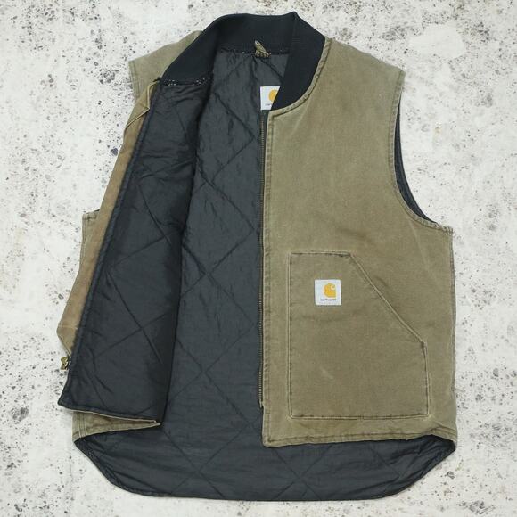Vintage Carhartt VQ1882 Chestnut Faded Brown Arctic Vest Size Large - Picture 2 of 9